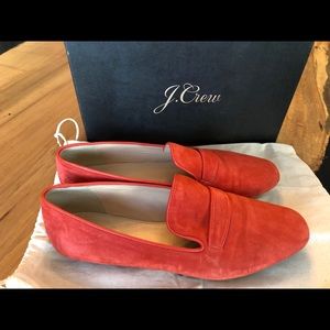 J Crew Orange Suede Loafers